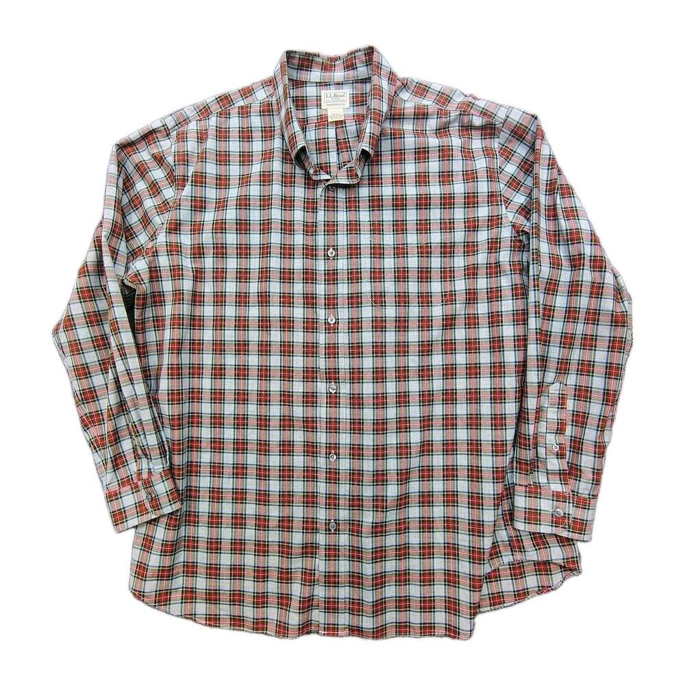 LL Bean Plaid Button Down Shirt Mens XXL Regular Traditional Fit Cotton L/S